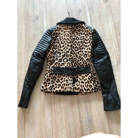 A.L.C leopard Print calf hair Leather Jacket - Picture 6 of 8